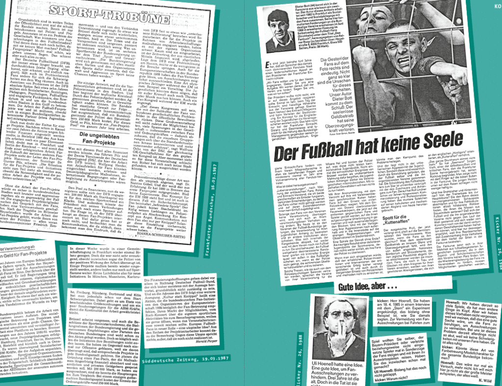 Medienberichte zur Debatte um Fanprojekte und Fußballkultur Ende der 1980er Jahre